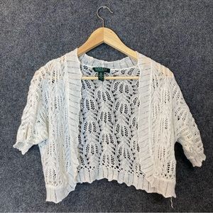 RALPH LAUREN short sleeve white cardigan
